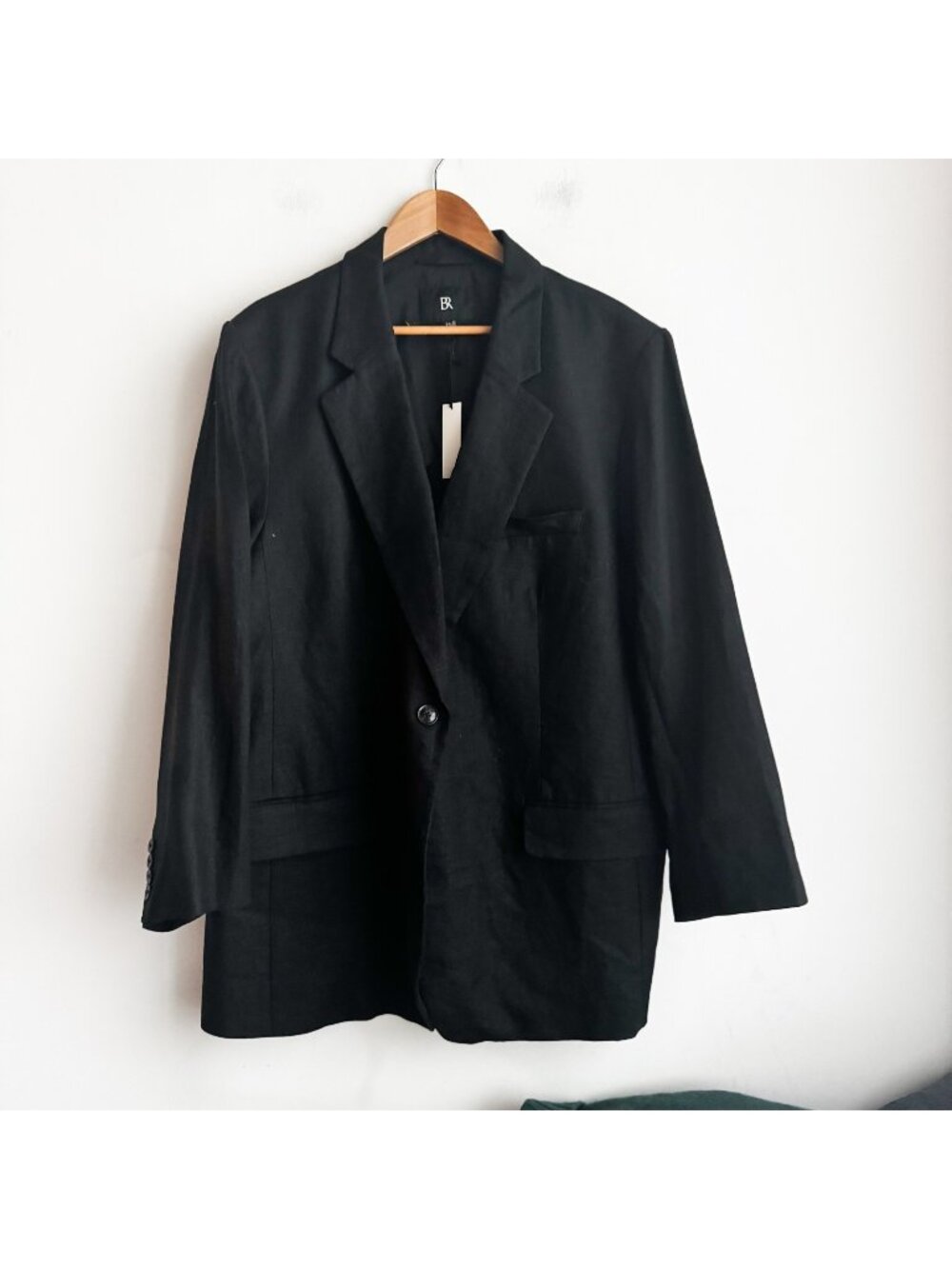 Banana Republic Black Linen Menswear Style Ladies Blazer Plus Size 20